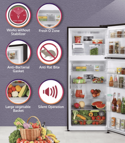 LG 398 L Frost Free Double Door 3 Star Convertible Refrigerator with Smart Inverter with Door Cooling+ Wi-Fi & Hygiene Fresh  (Russet Sheen, GL-T422VRSX) - Image 2